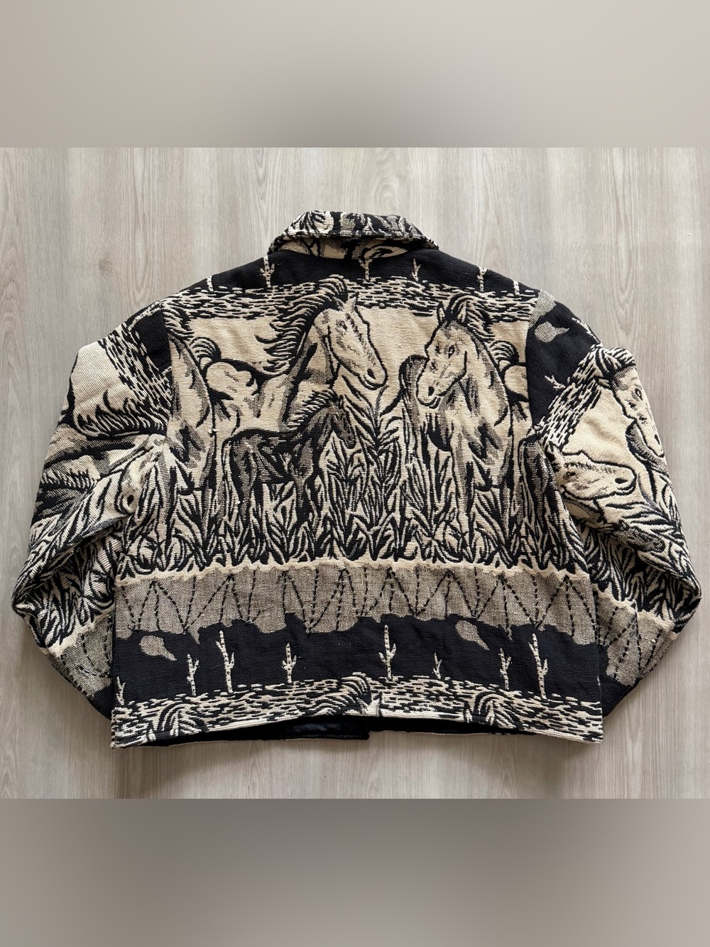 Vintage 90s Phool Western Tapestry Jacket sz L Southwestern Horse Equestrian